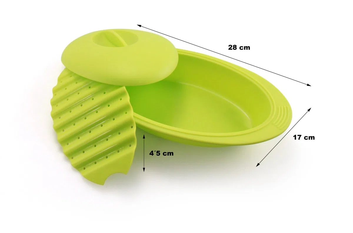 Estuche de vapor para microondas, horno o freidora de aire en silicona (1 pieza) Sivita, 28 cm, verde