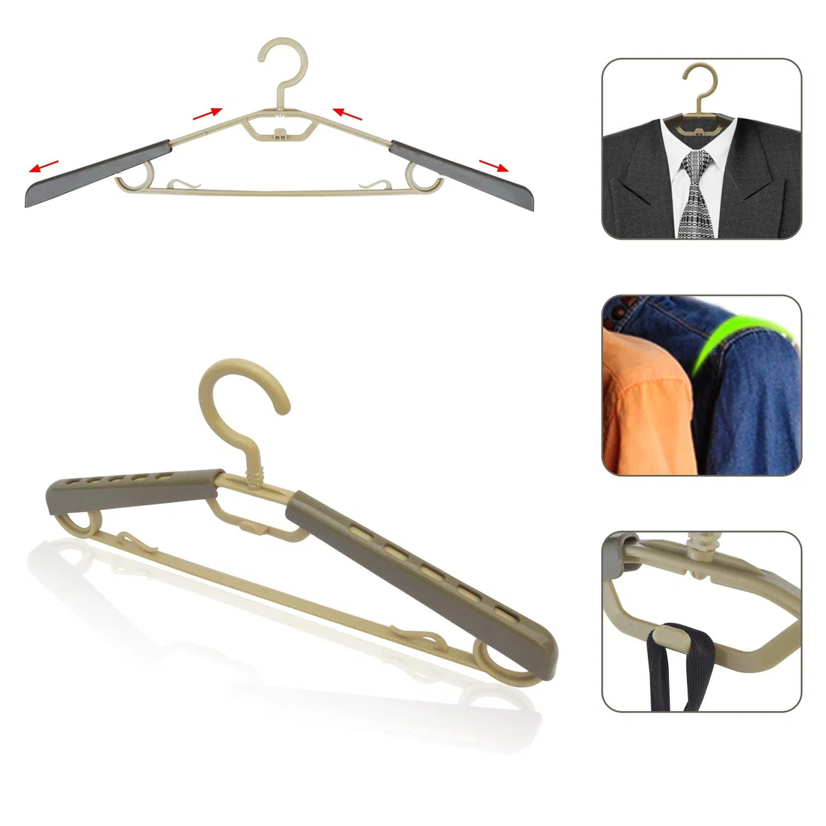 ipow 5PCS Percha Extensible Retrátil 38-58cm, Percha Grande para Ropa Camisa Abrigo