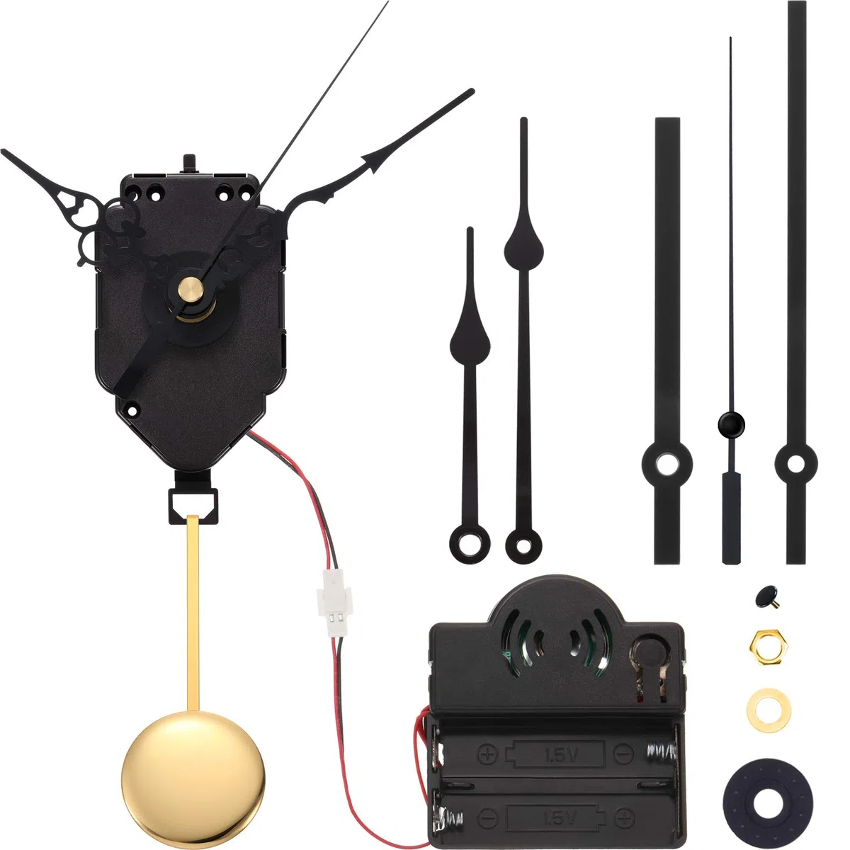 HICARER Péndulo de Cuarzo Trigger Clock Movement Chime Caja de música Completer Pendel Clock Kit con 3 Pares de Picas, fantasía, manecillas Rectas