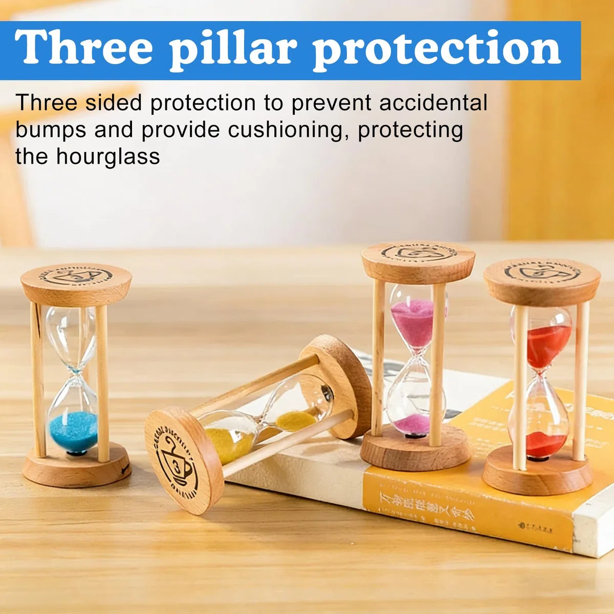 Juego de 6 temporizadores de reloj de arena, relojes de arena de 30 s/1/2/3/5/10 minutos, reloj de arena de madera pequeño para el aula, temporizador y decoración de mesa para niños, cepillarse los