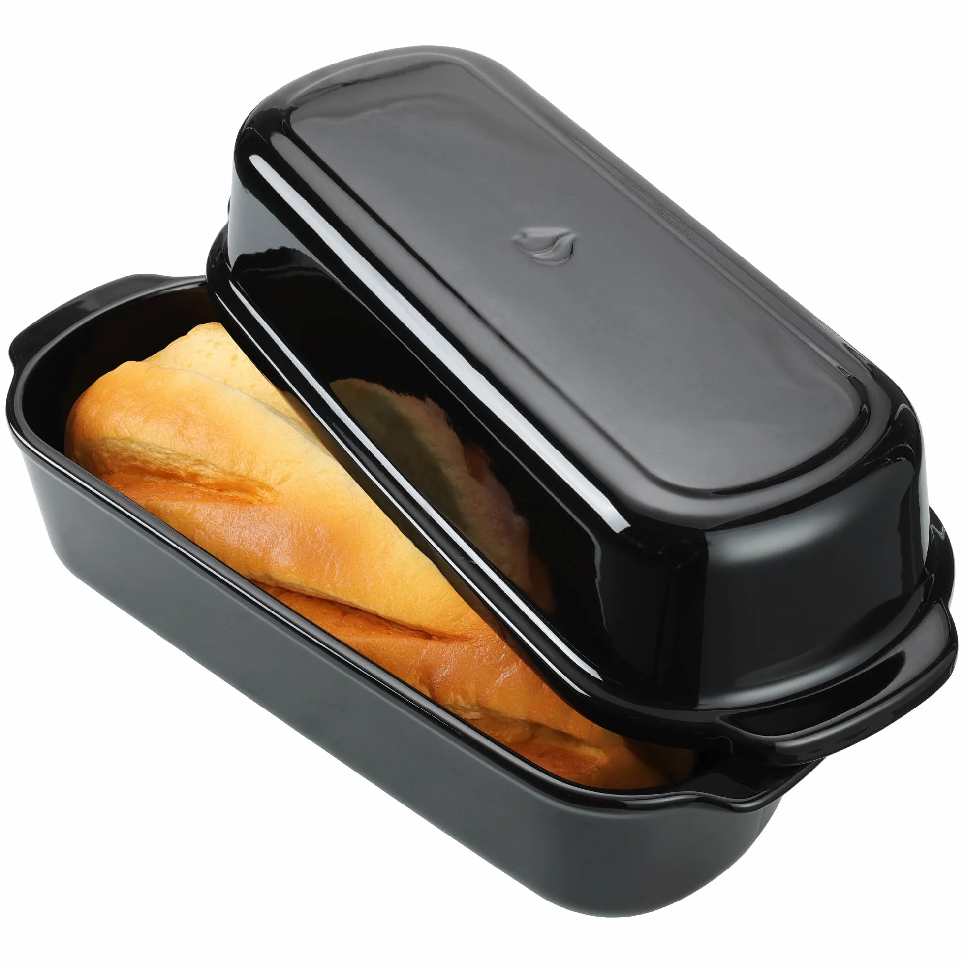 Navaris Molde con Tapa para Pan - Recipiente para Horno de Cerámica para Hacer Pan - Apto para Lavavajillas - Molde Rectangular Libre de Tóxicos - 34 x 13,5 x 14 cm