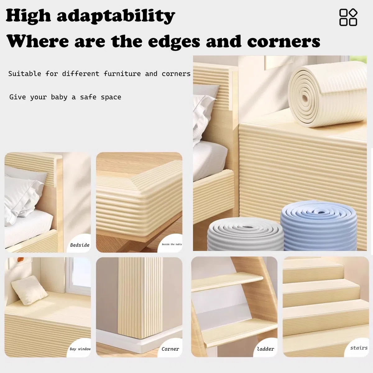 Paneles de Pared con Tapizados, 200 x 20 CM Acolchado de Pared Anticolisión, Protección Tira para Bebés, Protector Pared Cama Niños Aislante/Decoración(Blanco,1 pcs)