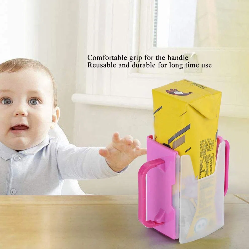 Zerodis Soporte para leche para bebés, soporte de bebida universal de plástico ajustable a prueba de derrames para Caja de jugo Caja de leche(Red)