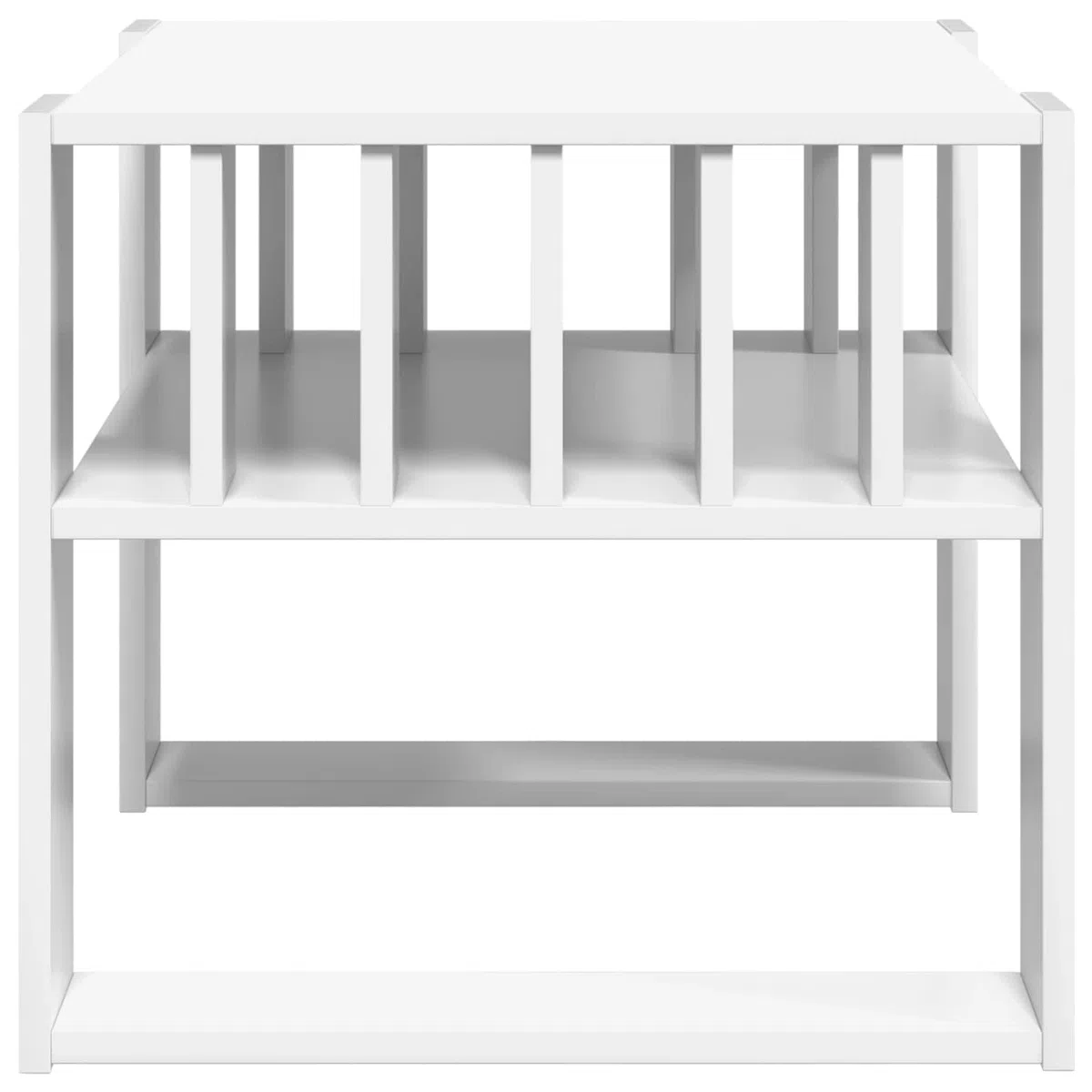 Mesa de centro blanca de 66 x 49,5 x 45 cm, material de madera, moderna mesa de salón con estante y espacio de almacenamiento para salón, habitación de invitados, oficina, pasillo, recepción