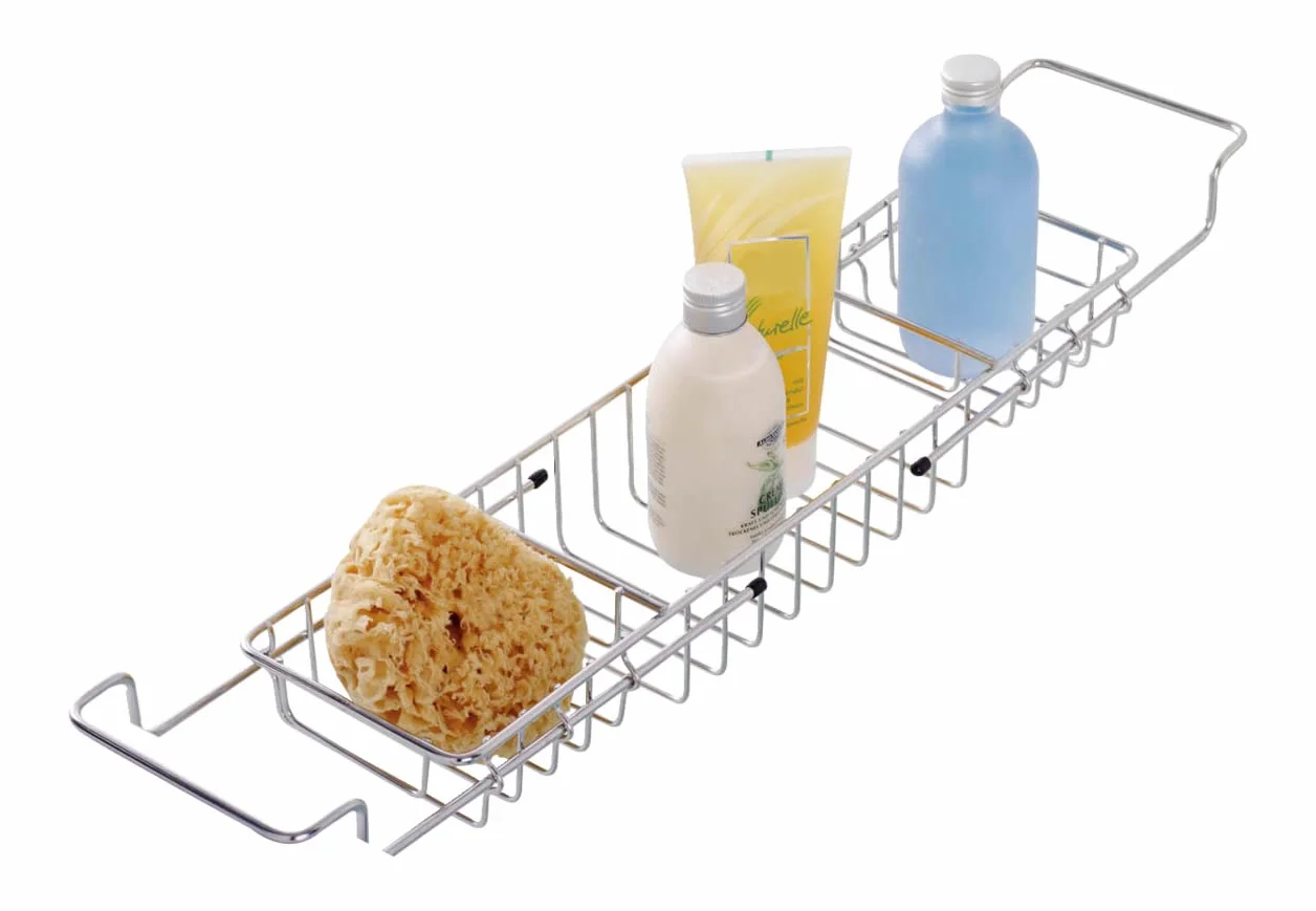 Wenko Puente bañera Acero INOX - Extensible, Acero Inoxidable, 58.5 x 8 x 13 cm, Brillante