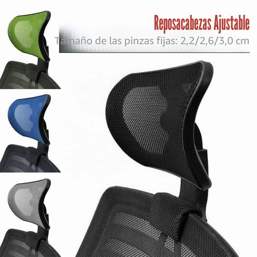 reposacabezas ajustable y giratorio, soporte para cuello y espalda de silla ejecutiva ergonómica, color negro