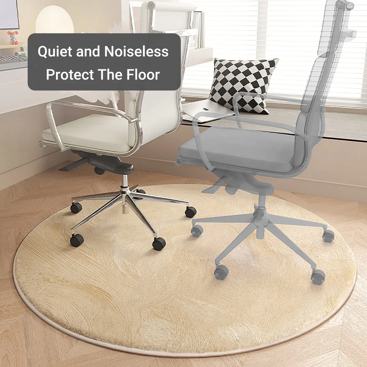 Protector Suelo Silla Ruedas, Anti-Deslizante, Alfombra Suelo Gaming Redonda, Alfombra para Silla de Escritorio, para Suelos Duros, Laminado y Azulejos, Parquet,C,100cm/40inch