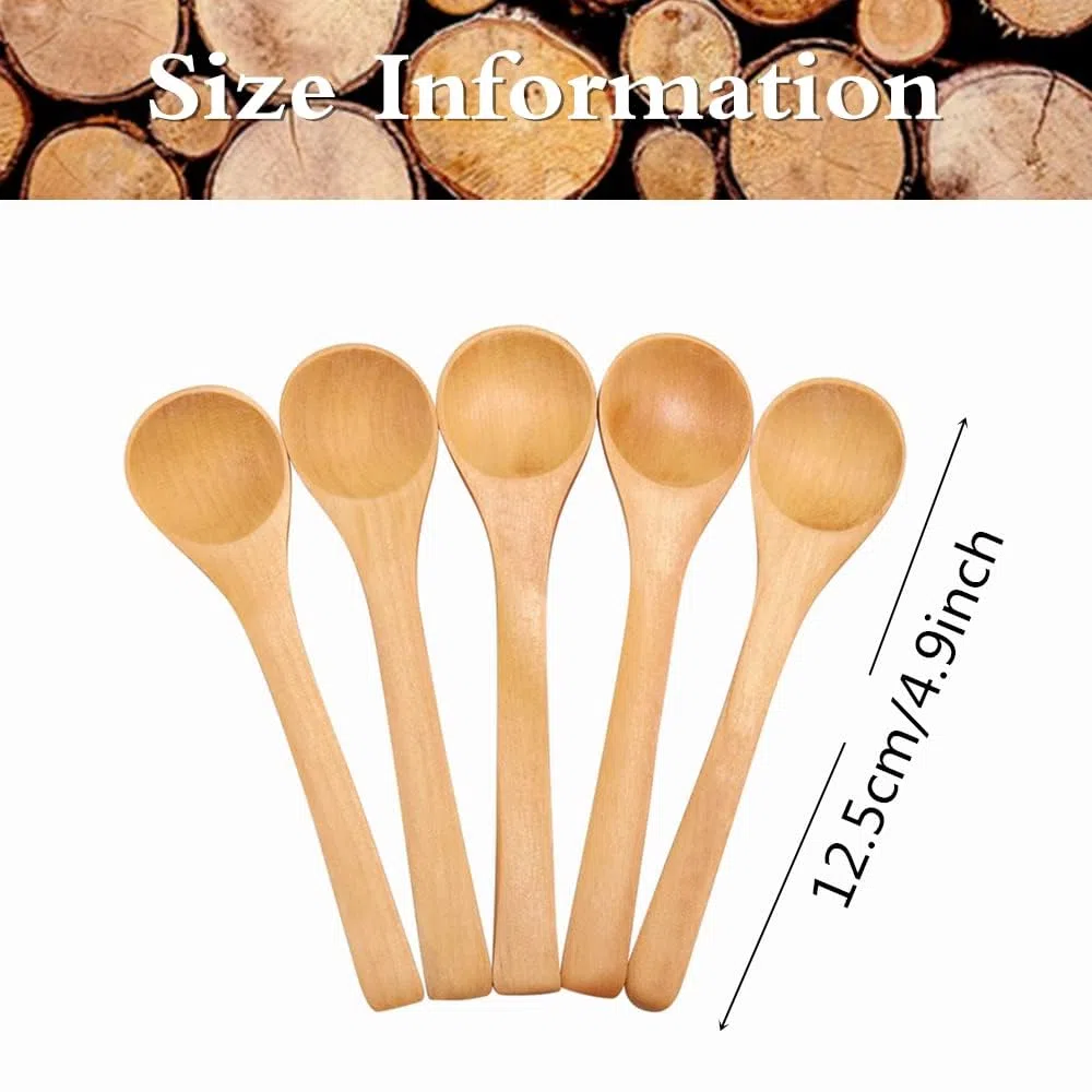 30 unids Mini Cuchara De Madera Hecha A Mano, Cucharas Helado Azúcar Miel Café Cucharillas para niños Pequeño