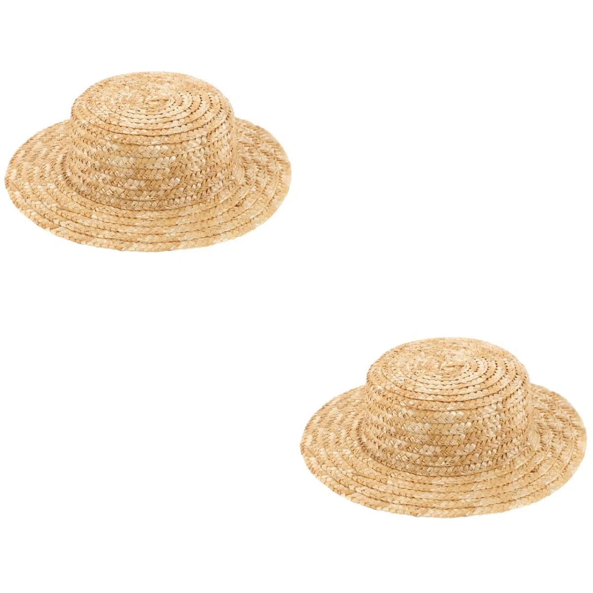 HANABASS 2 mini sombrero de paja trenzado para muñecas, diámetro interior, olla redonda, hecha a mano, sombrero de muñeca decorativo, mini sombrero para decoración de muñecas y accesorios de fotos