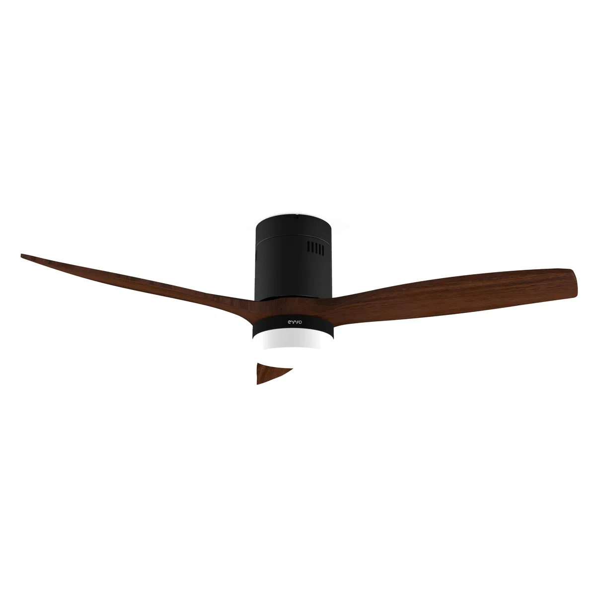 EVVO Ventilador de Techo V552 Dark Wood 132 cm (52"), Luz LED 3 Tonos, Motor 40W DC Silencioso, Aspas Blancas, Mando a Distancia, Modo Invierno/Verano, Temporizador