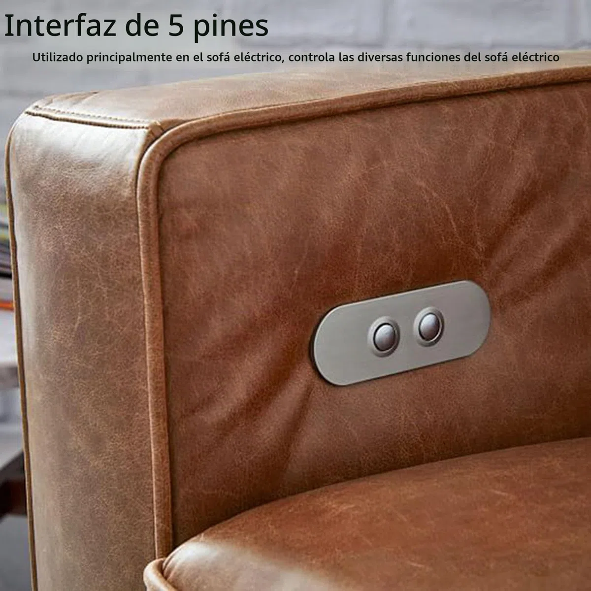 Buachois Controlador Reclinable Eléctrico, Control Manual de Silla Elevadora de Sofá Eléctrica de 2 Botones Y 5 Pines, Controlador Telescópico Reclinable de Elevación y Extensión del Motor de Empuje