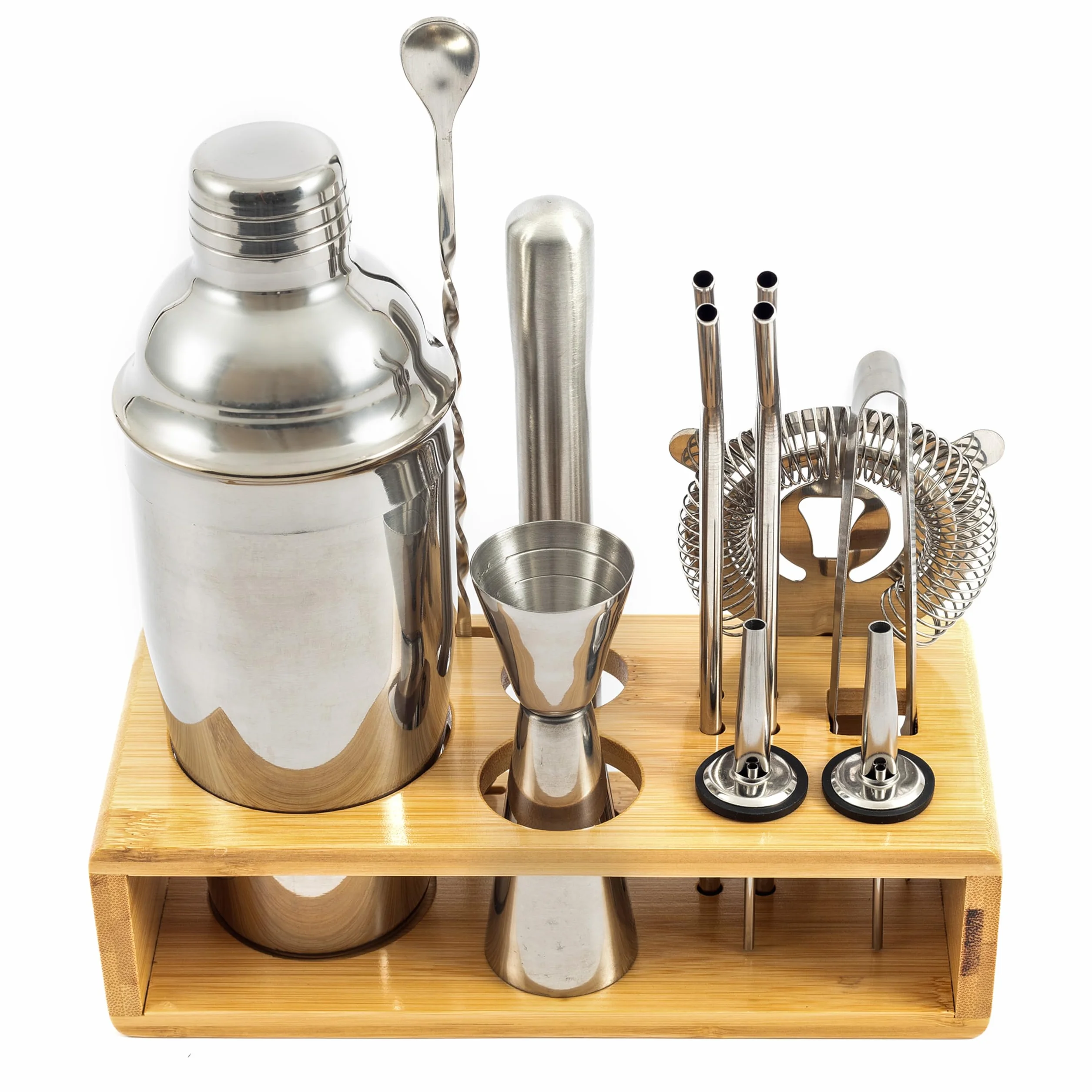 Hanseküche Juego de coctelería Boston de 825 ml, de acero inoxidable, fácil de abrir y sin atascos, juego de coctelera profesional, incluye soporte, ideal para bartenders y amantes de cócteles (claro)