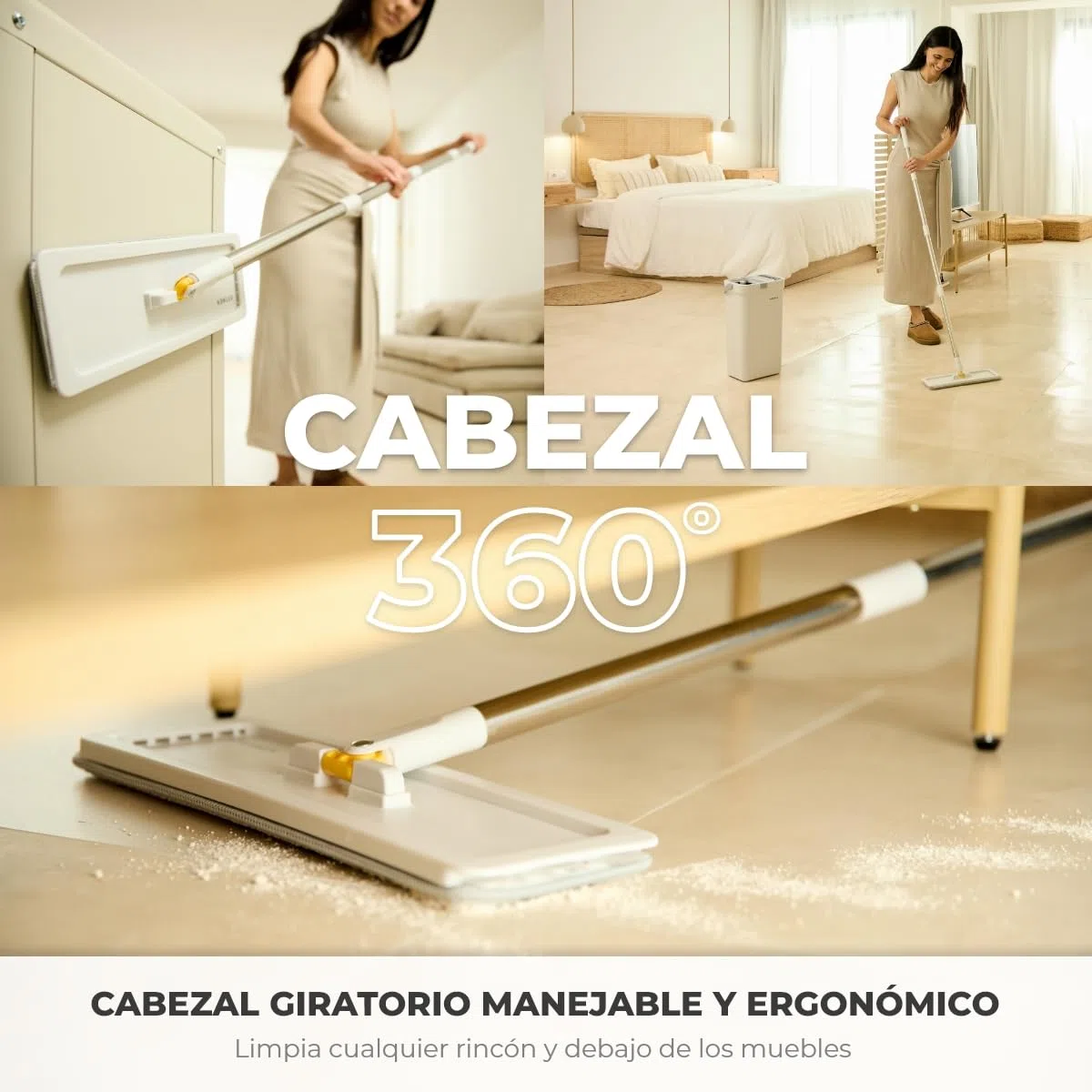 NEWLUX - Mopa Fregona con Cubo Escurridor Twin V120, Separación de Agua Limpia y Sucia, Diseño Que Ahorra Agua, Manejo con una Sola Mano, Almacenamiento Compacto, Mango 3 Alturas, 2 Mopas Microfibra