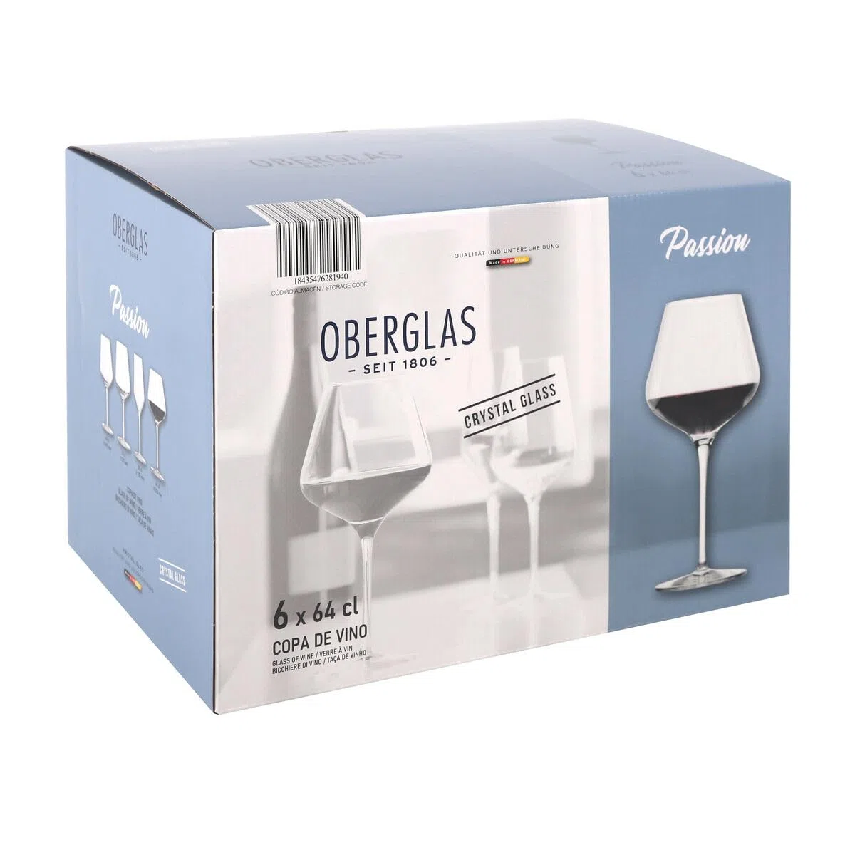 Set de Copas de Vino Passion 640 ml 6 Piezas - Cristal fino - Tecnología Alemana