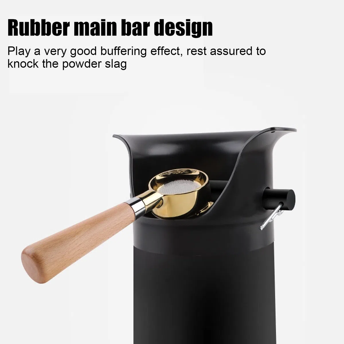 Cubo de Golpe para Café, 85.5 cm/33.7 in, Recipiente de colección de posos de pie de Piso de ABS Grueso con Barra de Goma y Gancho para Toalla para cafetería Black