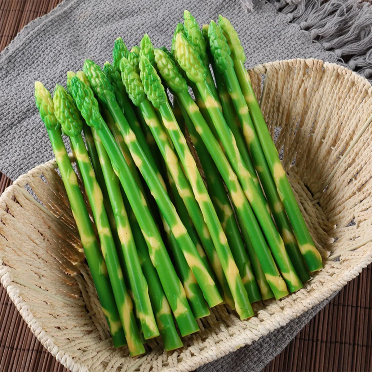 12 espárragos de imitación de verduras falsas, modelo de espárragos realistas, para el hogar, cocina, exhibición, accesorios de fotografía
