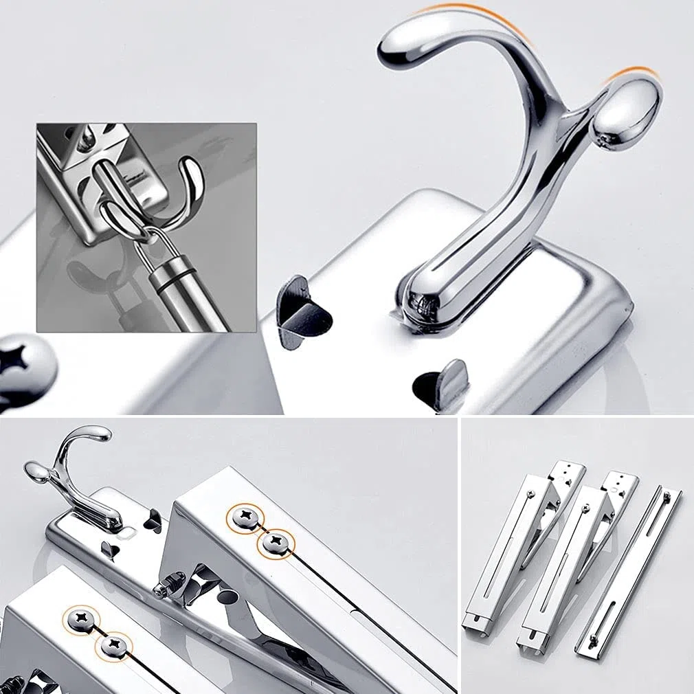 2 Piezas Soporte de Microondas de Acero Inoxidable,acero inoxidable 304 con gancho telescópico para brazos，Soporte de Pared para Horno ，para Horno Microondas, Horno (Plateado)