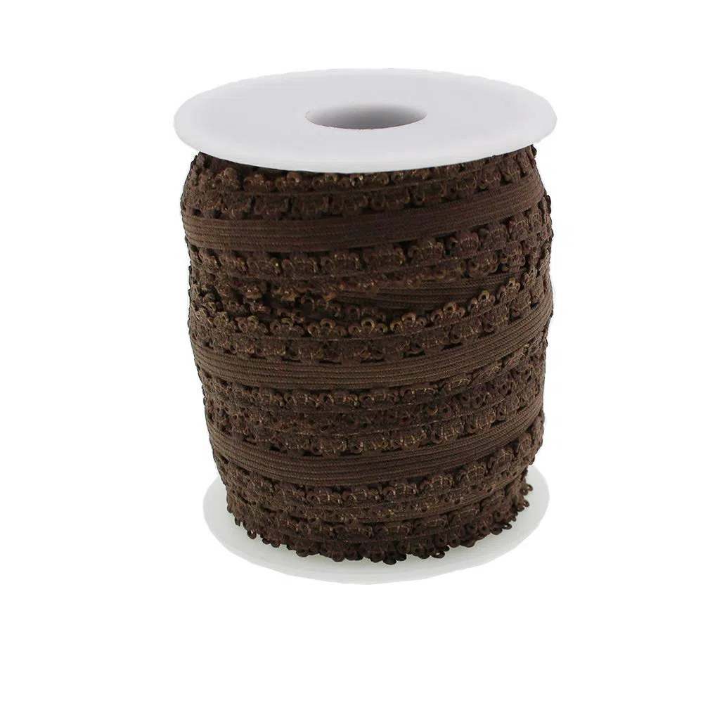 Diademas elásticas con volantes y borde de picot de encaje elástico suave, cinta elástica para bebé, para costura y manualidades, 16 yardas, 3/4 pulgadas (café oscuro)
