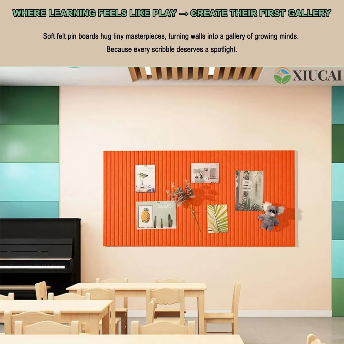Panel de Corcho Autoadhesivo Colorido, Tablón de Fieltro Moderno para Oficina, Aula o Habitación Infantil, con Chinchetas,Light blue,80 * 120cm