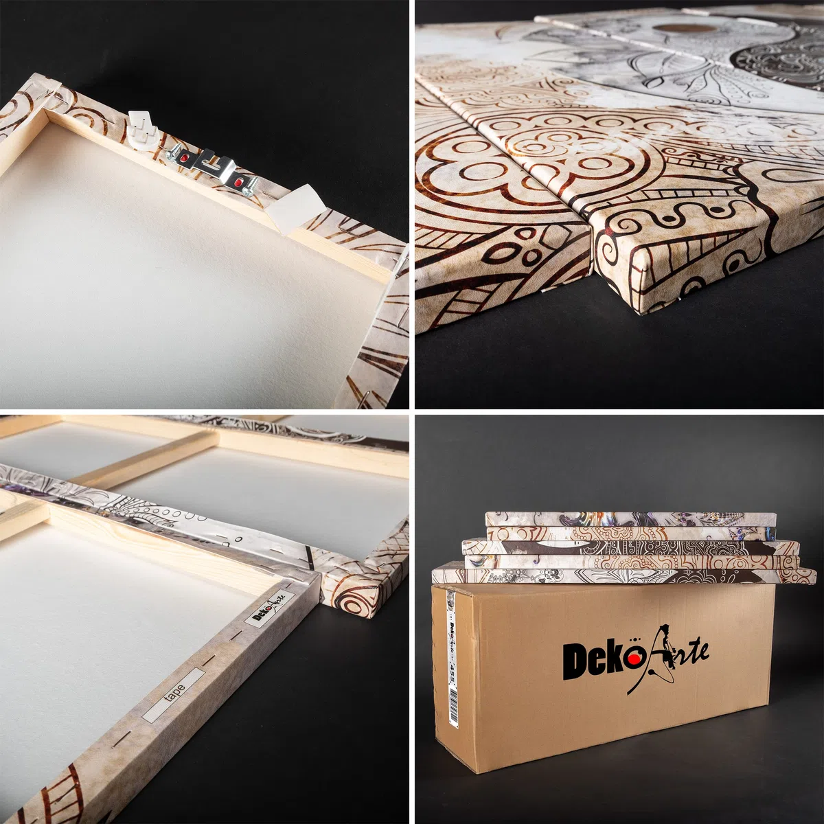 DekoArte - Cuadros Modernos Impresión Imagen Artística | 5 Piezas 150x80cm | Lienzo Decorativo Para Tu Salón o Dormitorio | Estilo Abstractos Arte La Gran Ola De Kanagawa azul