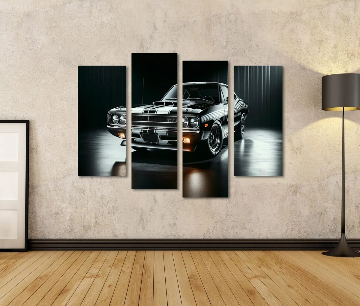 islandburner Imagen sobre lienzo Representación detallada de un coche antiguo Muscle Cars con un diseño elegante como Mustang Shelby cuadros murales póster