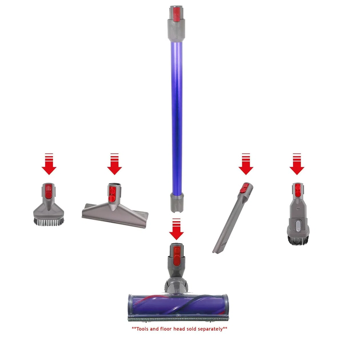 SPARES2GO Varilla de Extensión Tubo Recambios Repuesto Compatible Aspiradora Dyson V11 SV14 (azul)