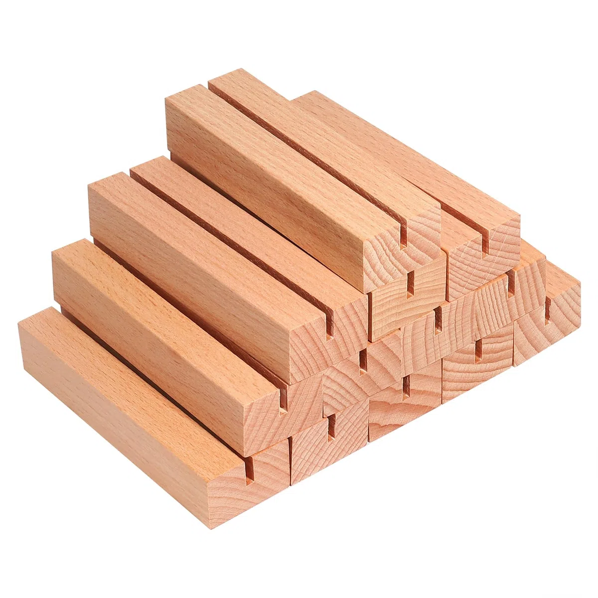 16 Piezas Soportes para Tarjetas de Madera, 10x3x2cm Soporte Fotos para Bodas, Banquetes y Fiestas, Portanúmeros Portamenús de Mesa para Restaurantes (Oscuro)