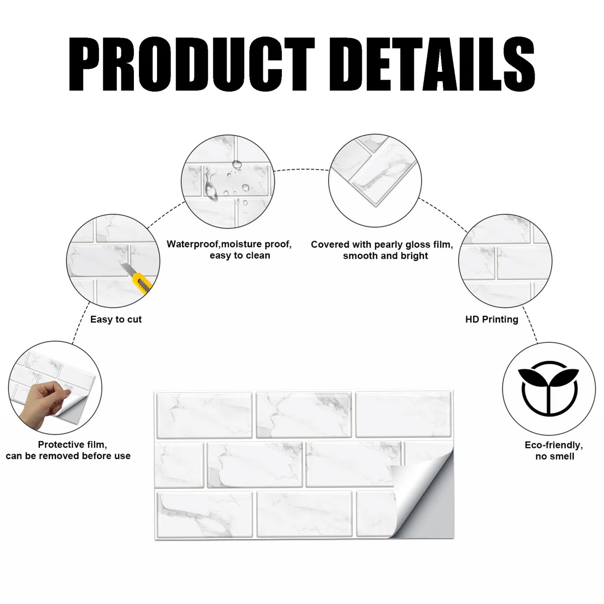 Pegatinas de Baldosas, Adhesivo de Pared Azulejos Adhesivo de Pared PVC Decorativos Adhesivos para Cocina y Baño Ladrillos pared Gris 15 x 30 cm (24 Piezas)