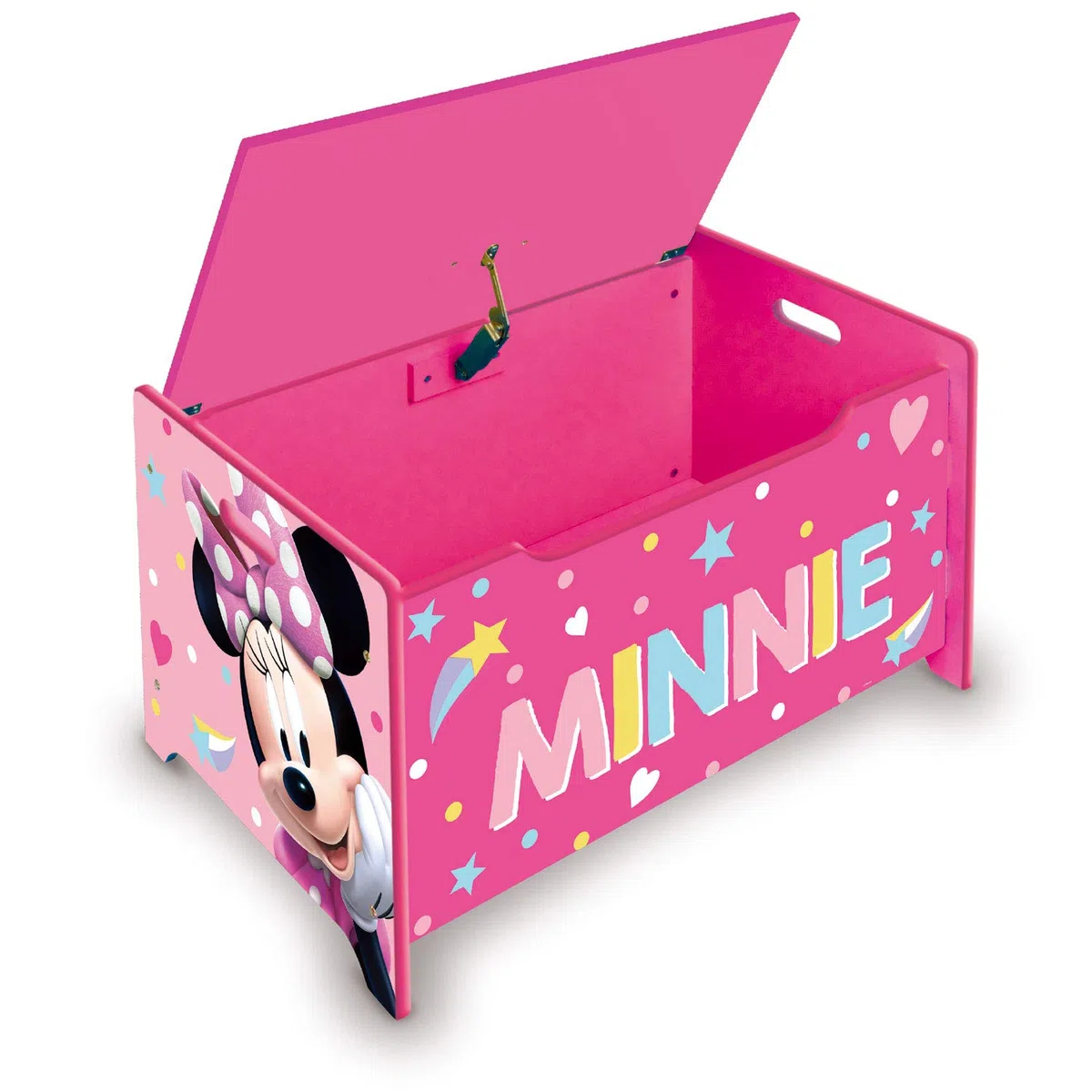 ARDITEX - Banco juguetero de madera de Minnie Mouse Licencia Oficial Disney - 62.5x40x37cm - Color rosa y blanco - Ideal para almacenar juguetes, ropa o cosas en un dormitorio infantil