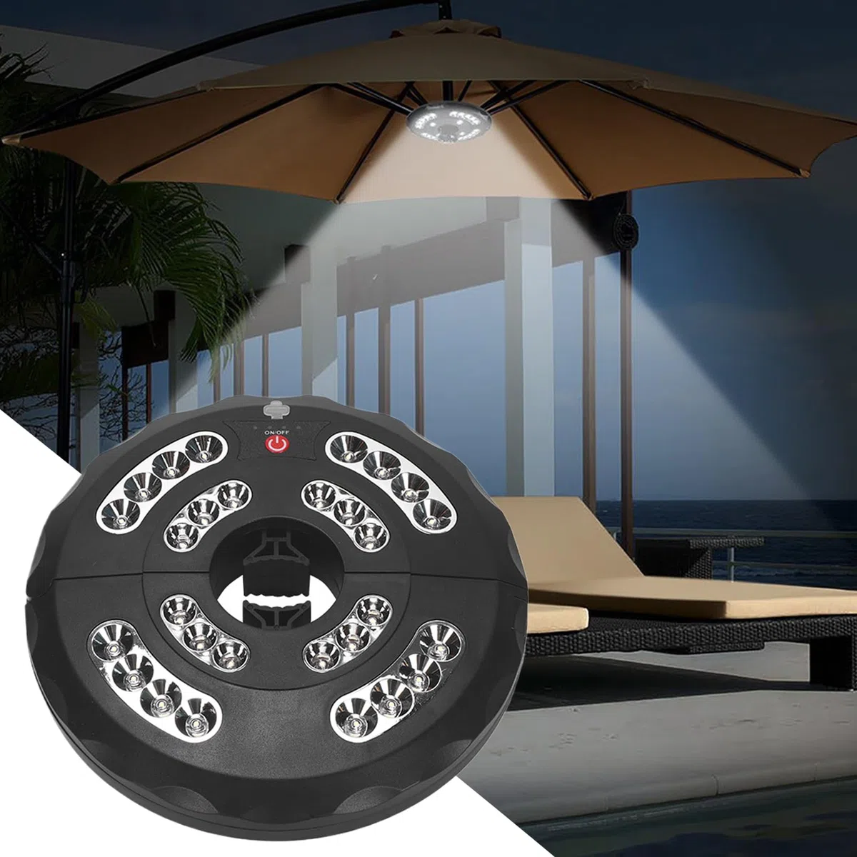 Luces paraguas | Exterior recargable, lámpara recargable impermeable con 3 modos ajustables para reuniones de camping de jardín de barba de piscina en el patio