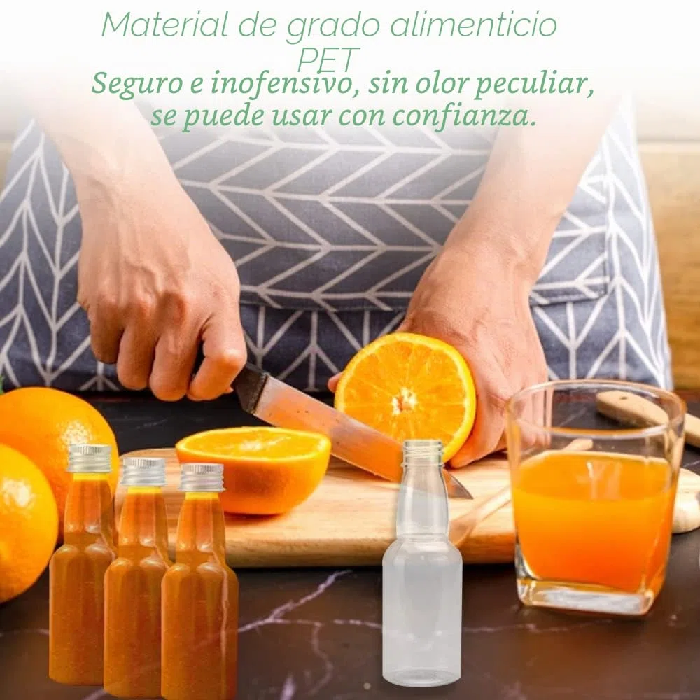 24 PCS Botellas Vacías para Licor 50ml Botellas de Plástico Vacías para Licor con Tapa Botella de Vino Pequeña Vacia Reutilizables con 1 Embudo Mini Botella para Bodas para Leche Zumo Aceite