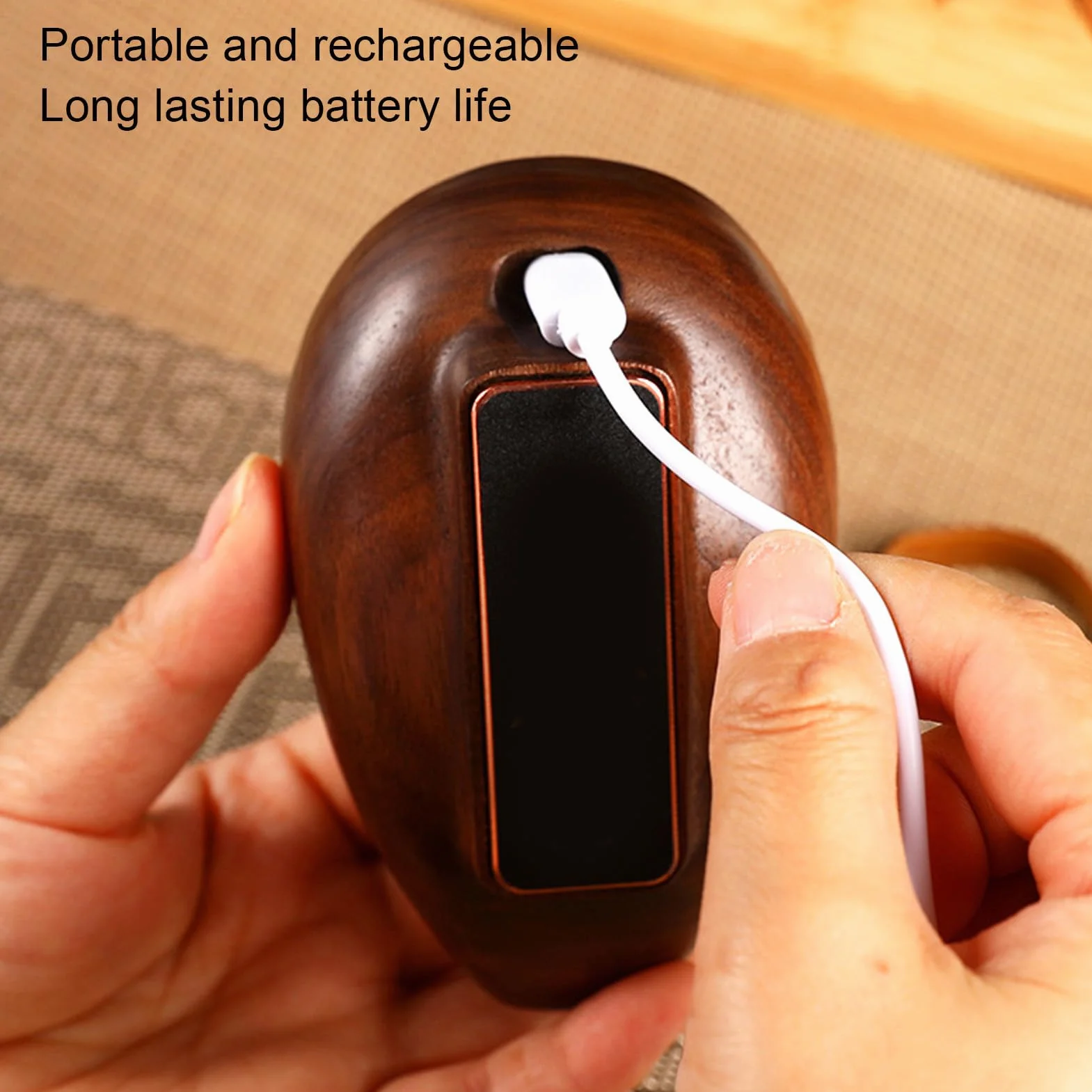 Fdit Báscula de té de Madera, Báscula de Cocina Elegante Recargable Color Nogal Digital Coffee Steelyard para Verter sobre café y Hornear
