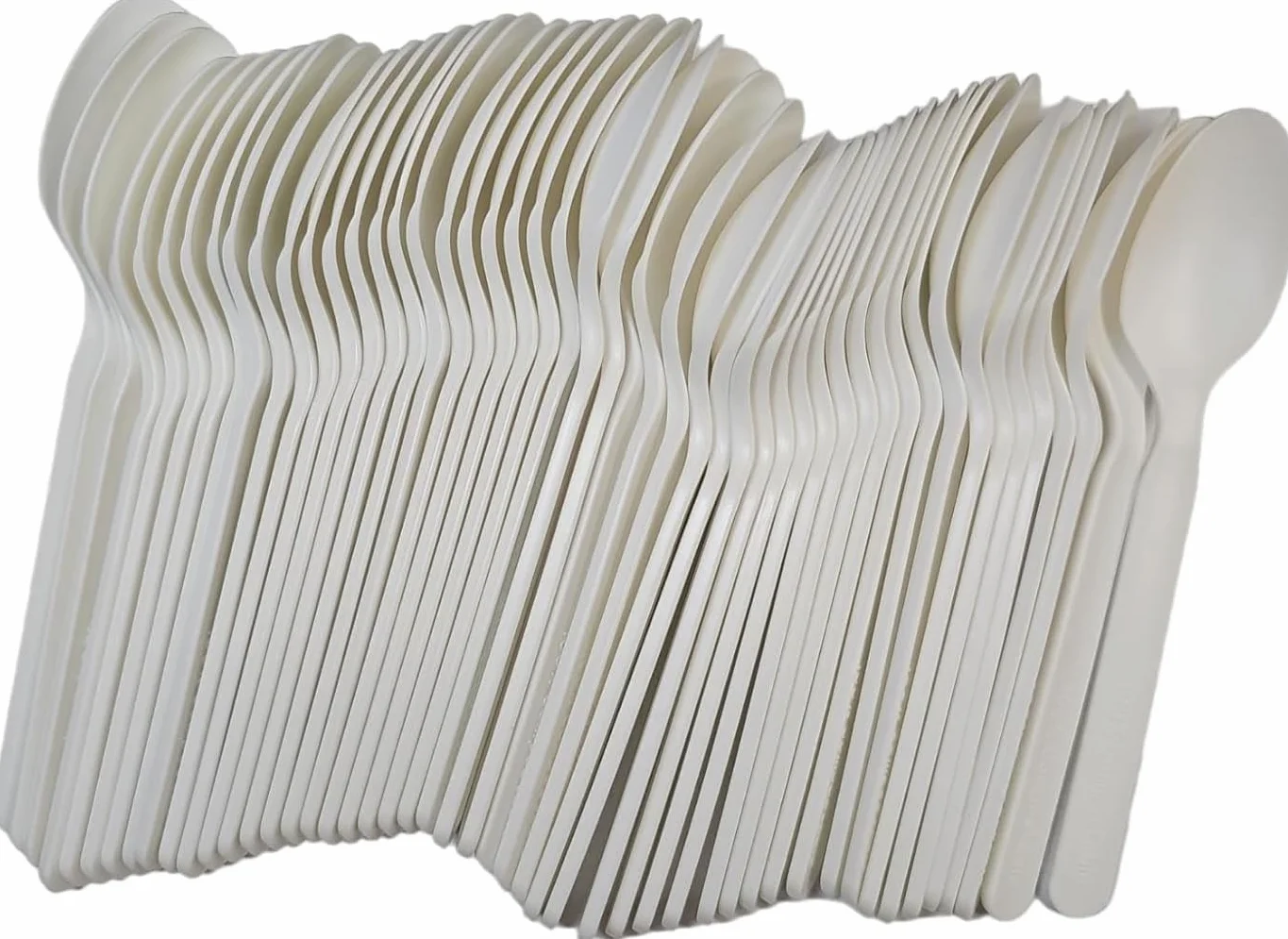 200 cucharas biodegradables y compostables blancas, cubiertos de fibra de azúcar, paquetes de 50 piezas vajilla ecológica ecológica (200 cucharas)