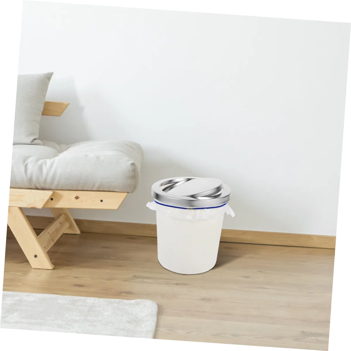 Ciieeo Tapa Redonda para Cubo de Basura Inoxidable Diseño Abatible Empotrado para Papelera de Cocina y Baño Instalación Ahorra Espacio Minimalista y Elegante
