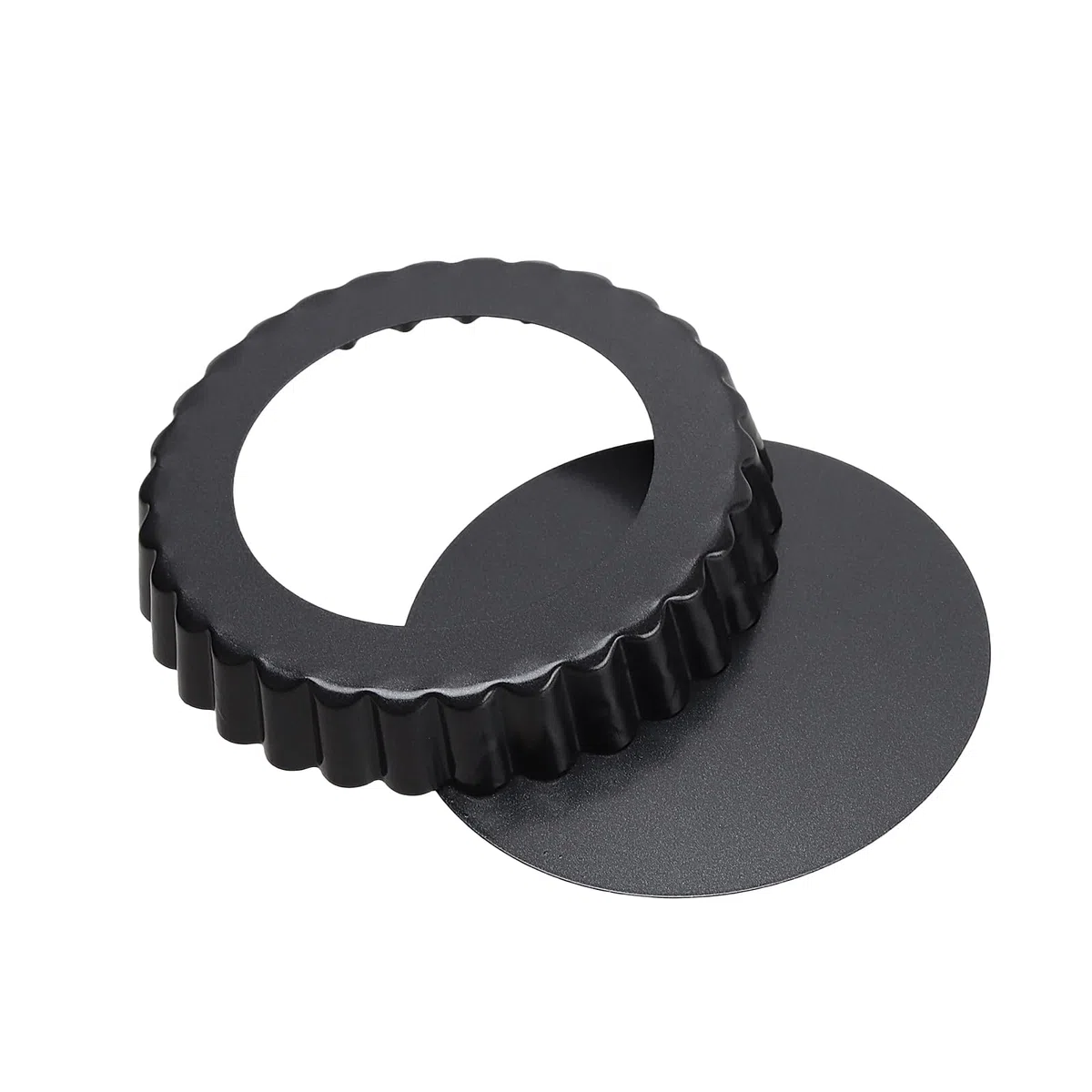 JEUIHAU 16 mini latas de 12 cm, antiadherentes de acero al carbono con base suelta, lata redonda acanalada para hornear quiches, flanes, tartas de queso