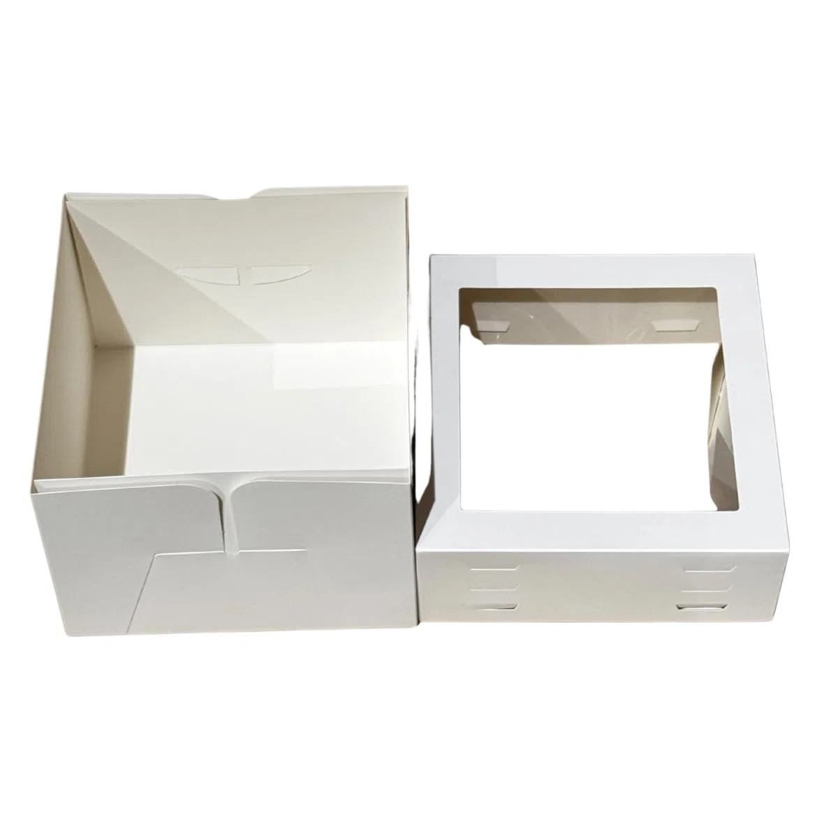 Decoraciondulce - Pk de 10 Cajas para Tartas, Blanca Altura Regulable Con Ventana 30 X 30 X 20 A 30 Cm. (30x30)