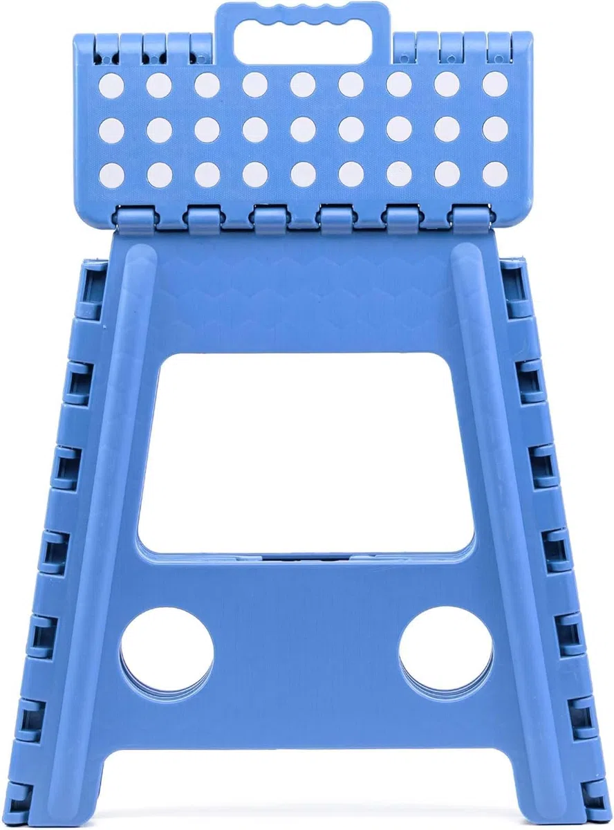 EasySpeed Taburete Plegable,(29x22x39cm) Antideslizante Banco Plegable Portatil,Capacidad de Carga 150kg Banqueta Plegable, Hecho de Material Plástico PVC, Cocina, El Baño o El Dormitorio,Azul
