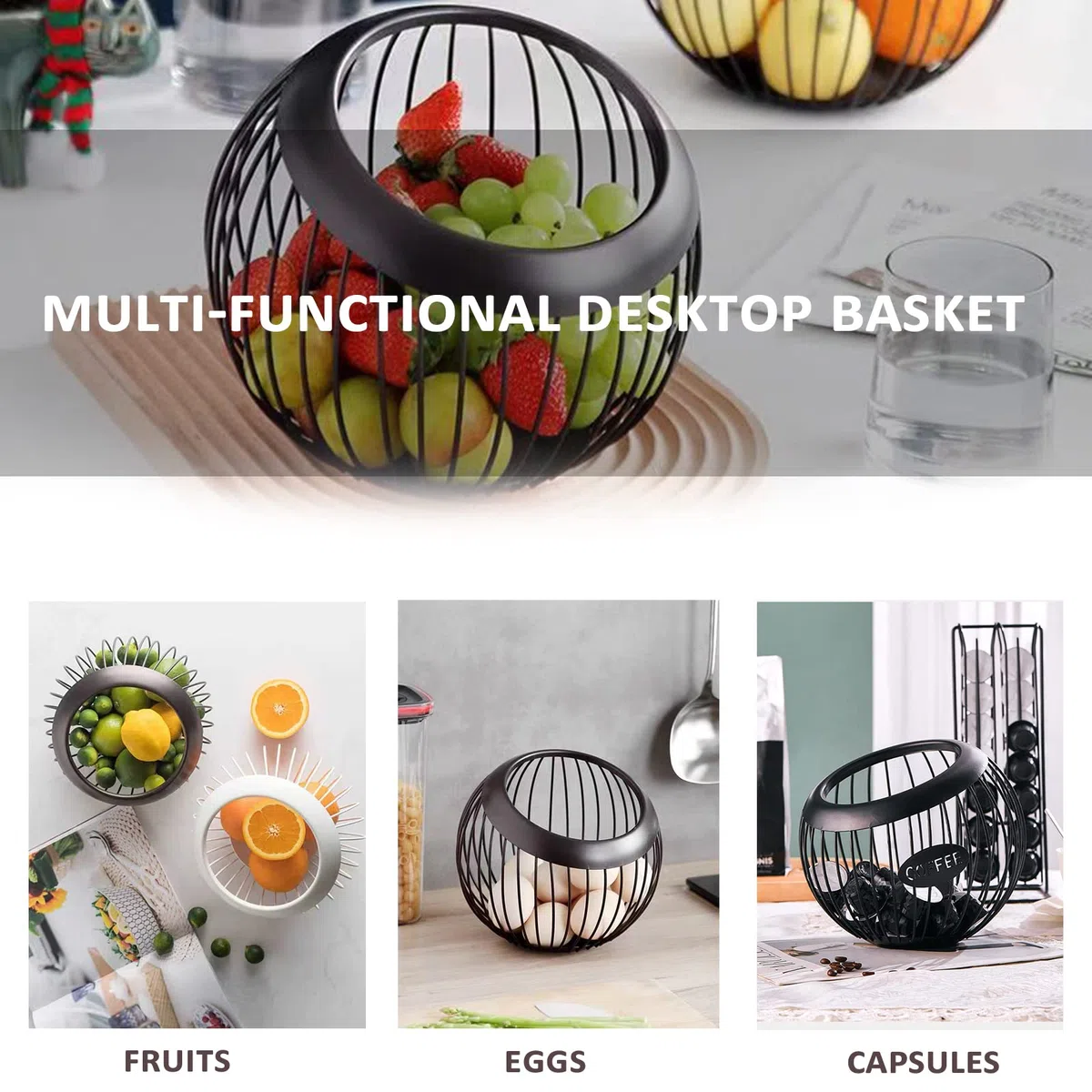 Cuenco para cápsulas de café, cesta de almacenamiento de cápsulas de café, soporte de metal de gran capacidad, organizador de cápsulas de café espresso para mostrador de barra de café