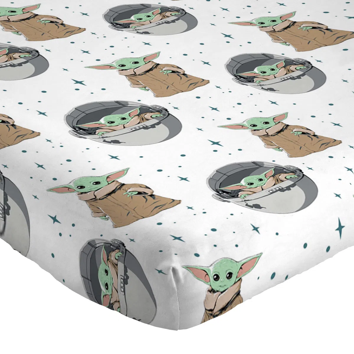 Star Wars The Mandalorian Curious Child - Sábana bajera para cama individual, 100 % algodón