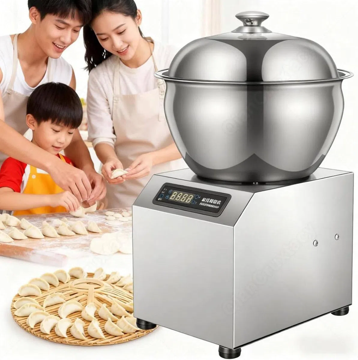 Mezclador de masa comercial con calefacción y fermentación, acero inoxidable, pantalla LCD, temporizador, amasadora para panadería
