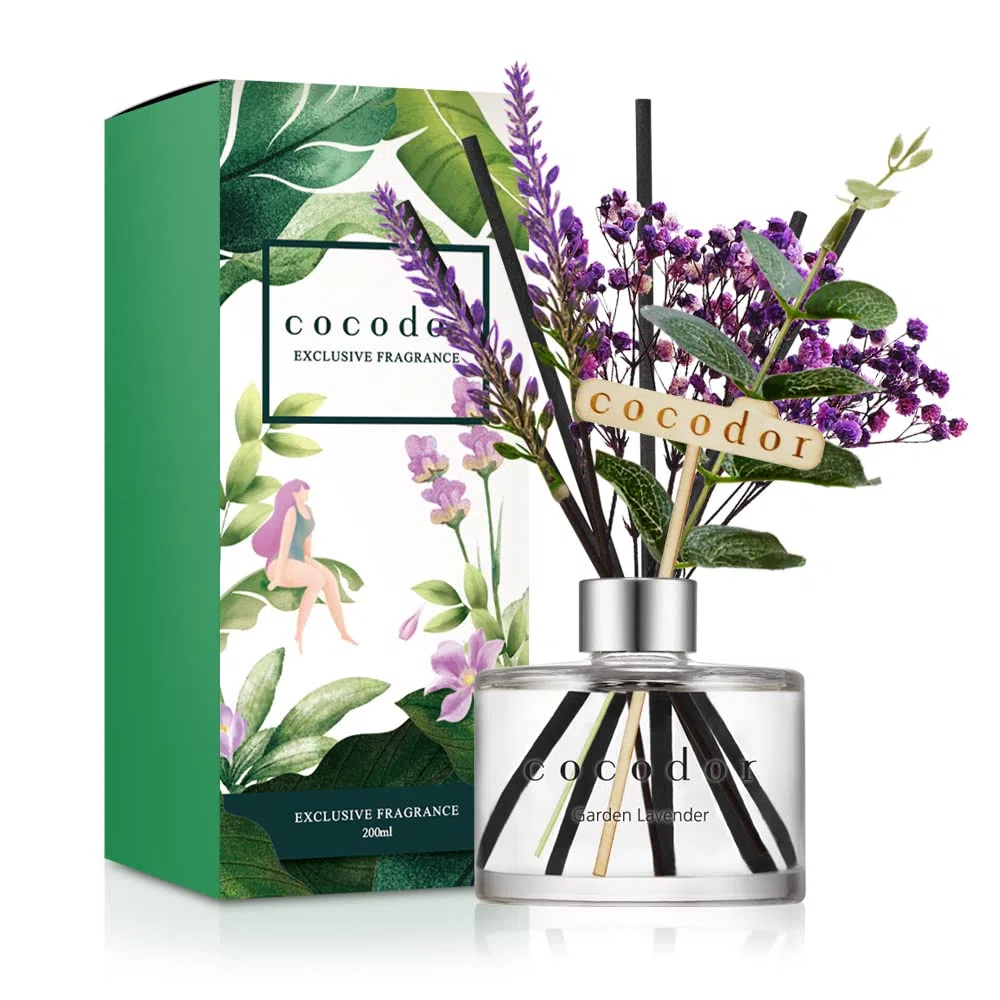 COCODOR Difusor de Varillas con Lavanda/Lavanda de Jardín (Garden Lavender) / 200ml / Ambientadores de Hogar, Ambientador Varillas, Difusor de Lengüeta, Ideas para Regalar