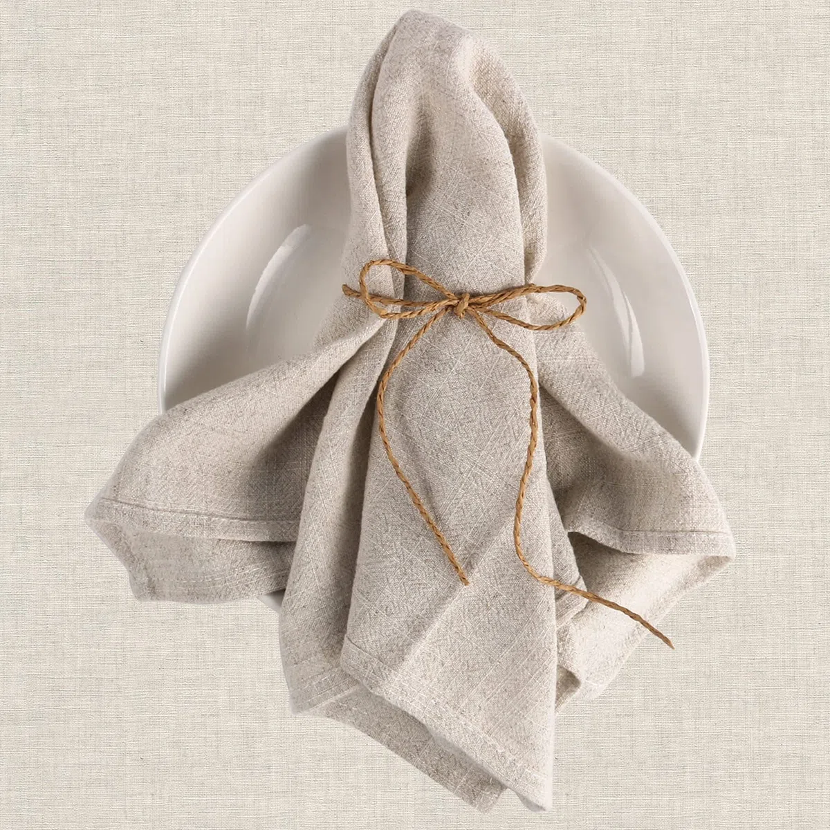 Servilletas de Tela, 6 servilletas de Lino Beige 40 x 40 cm, Servilletas de Tela para decoración de Mesa, Bodas, cumpleaños, Celebraciones, cenas, cafeterías, restaurantes