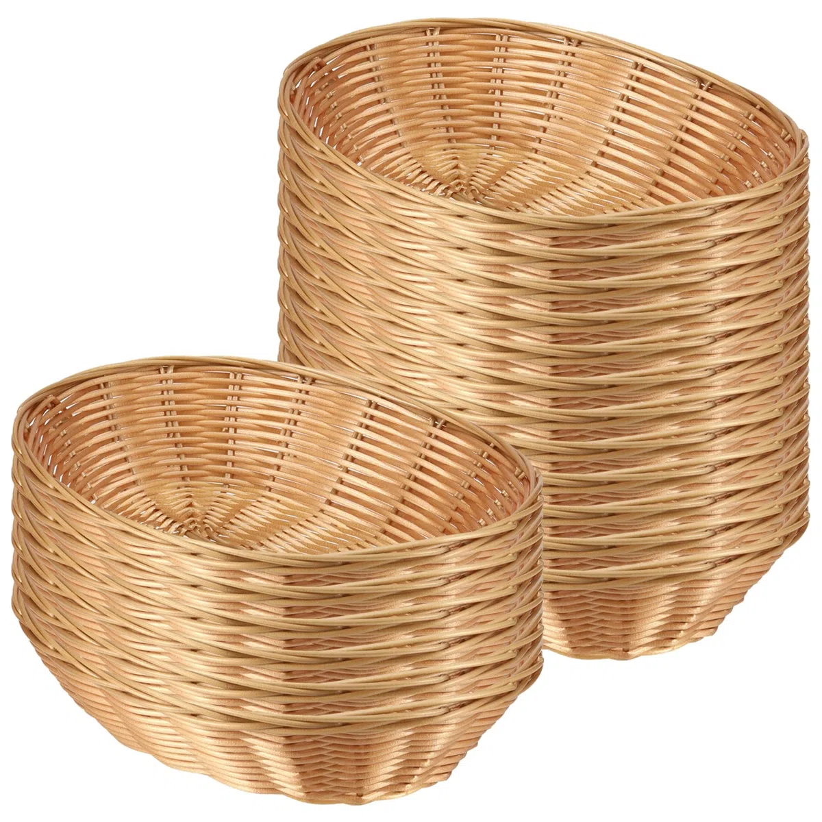 FUNSUEI Juego de 18 cestas de pan ovaladas de plástico, 23 x 15 x 6,5 cm, cesta de almacenamiento ovalada