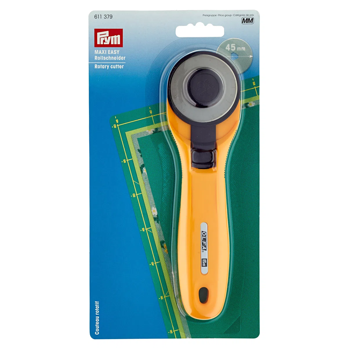 Prym Cortador Giratorio, Acero Inoxidable, Amarillo, 45 mm