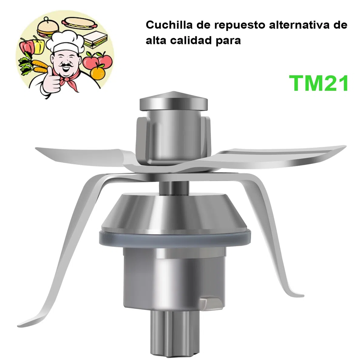 Poweka TM21 Cuchillas de Repuesto Compatible con Vorwerk Thermomix TM21 Robot de Cocina en Acero Inoxidable con Junta