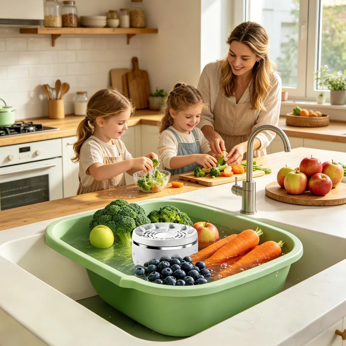 Dispositivo Limpiador De Verduras 4 Niveles Rotativo E Impermeable | Y Purificadora De Alimentos Para Arroz, Carne, Hogar, Cocina, Comedor, Restaurante, Picnic Y Camping