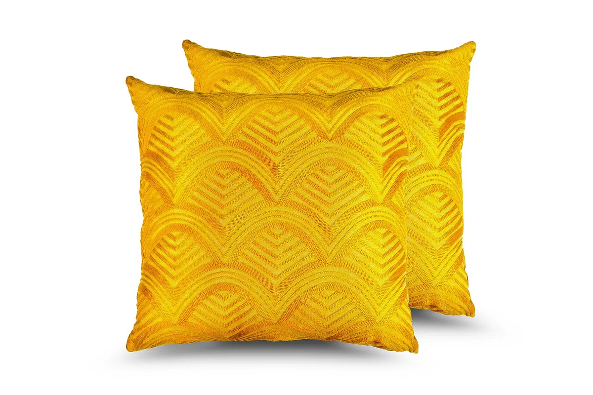 Juego de 2 Cojines 43x43cm 80% Poliéster + 20% Algodón para Sofa con Relleno Incluido Extra Suave al Tacto, Cojines Estampado Decorativo Hogar - Vieira Amarilla