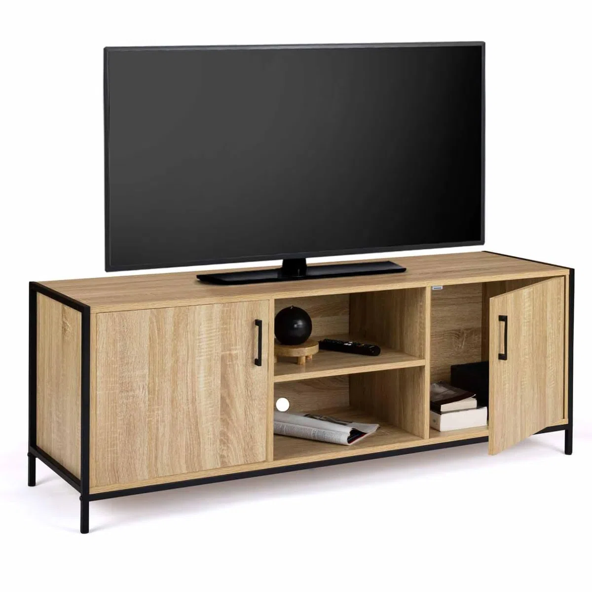IDMarket - Mueble de TV de 140 cm Detroit 2 puertas diseño industrial