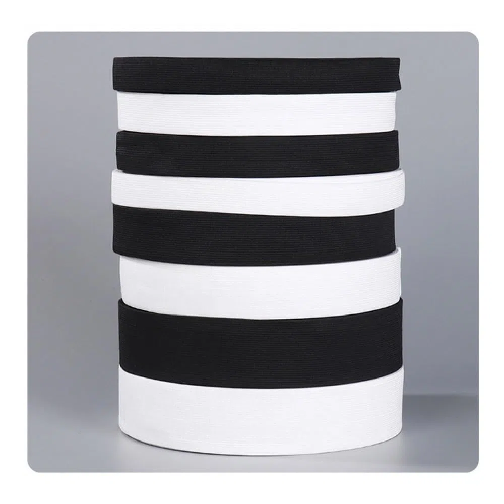 Banda elástica de ganchillo en blanco y negro de varios tamaños, de látex de alta elasticidad, banda elástica de punto, banda elástica de goma, accesorio de costura (blanco, 10 m_40 mm)