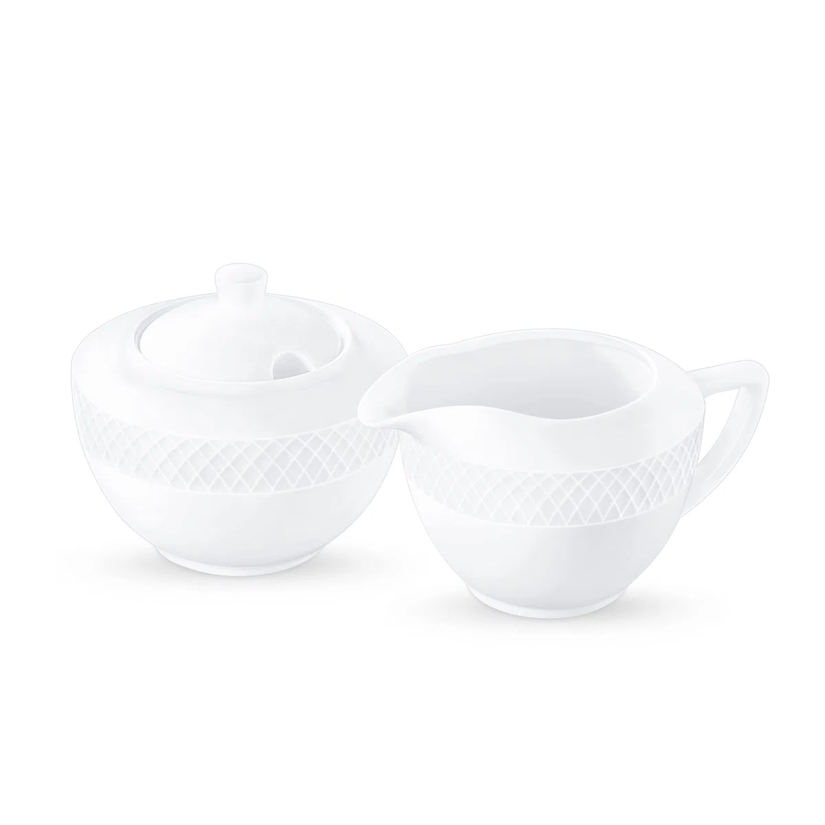 Wilmax | Azucarero + Juego de jarra de leche | 2 piezas | Recipiente para leche y azúcar de porcelana | Blanco | Dispensador de azúcar con tapa | Apto para lavavajillas | Servicio de café para leche,
